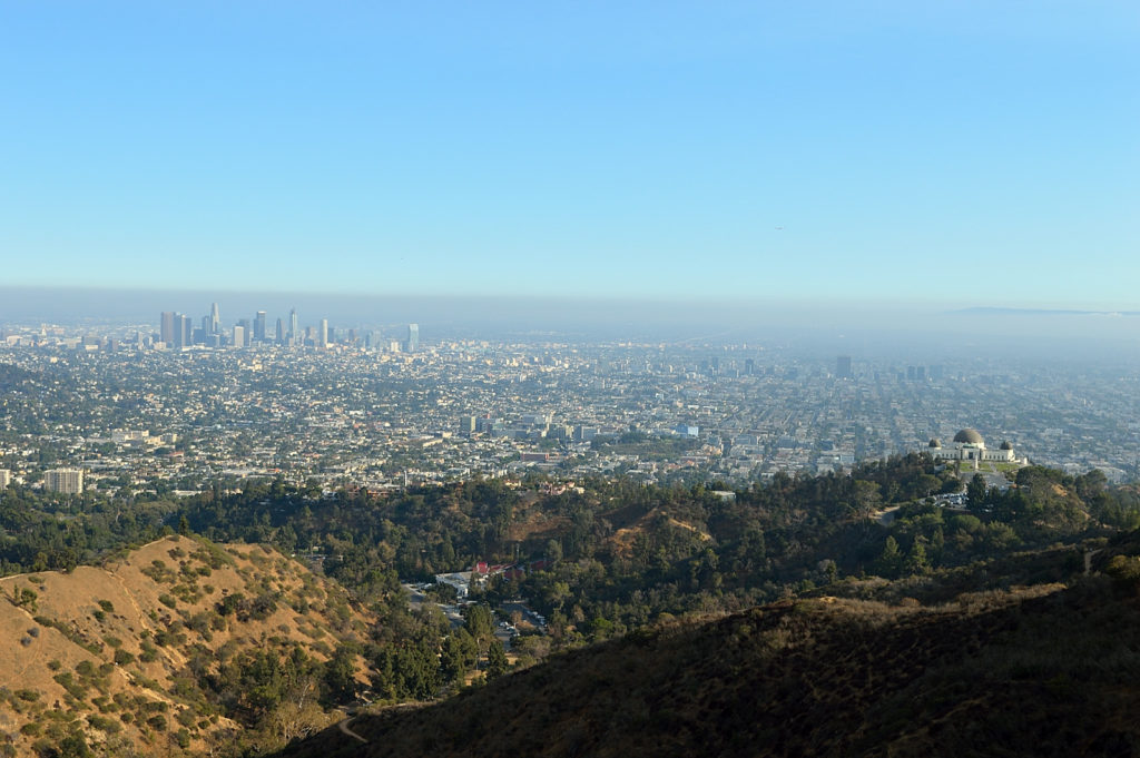 On our way to the Hollywood sign - view at the city