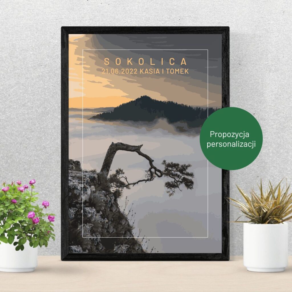 50 pomysłów na prezent dla podróżników w 2024 roku. plakat pieniny pieninski park narodowy sokolica personalizowany 2